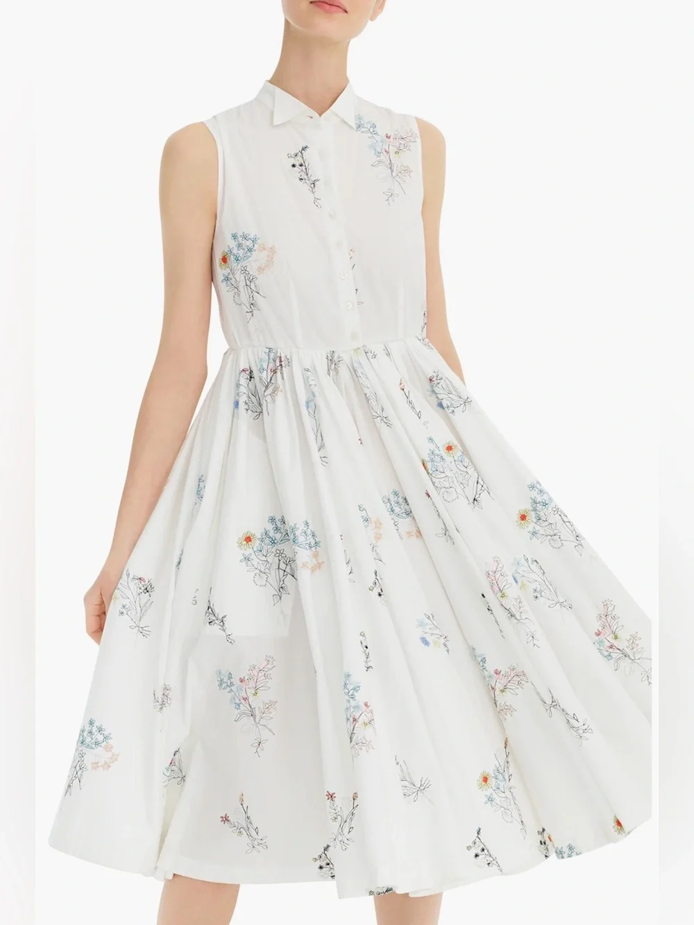JCREW Maison Embellished Embroidered Cotton-poplin Midi Dress In White